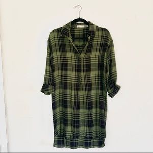 Alice + Olivia Green Black Plaid Sleeved Dress
